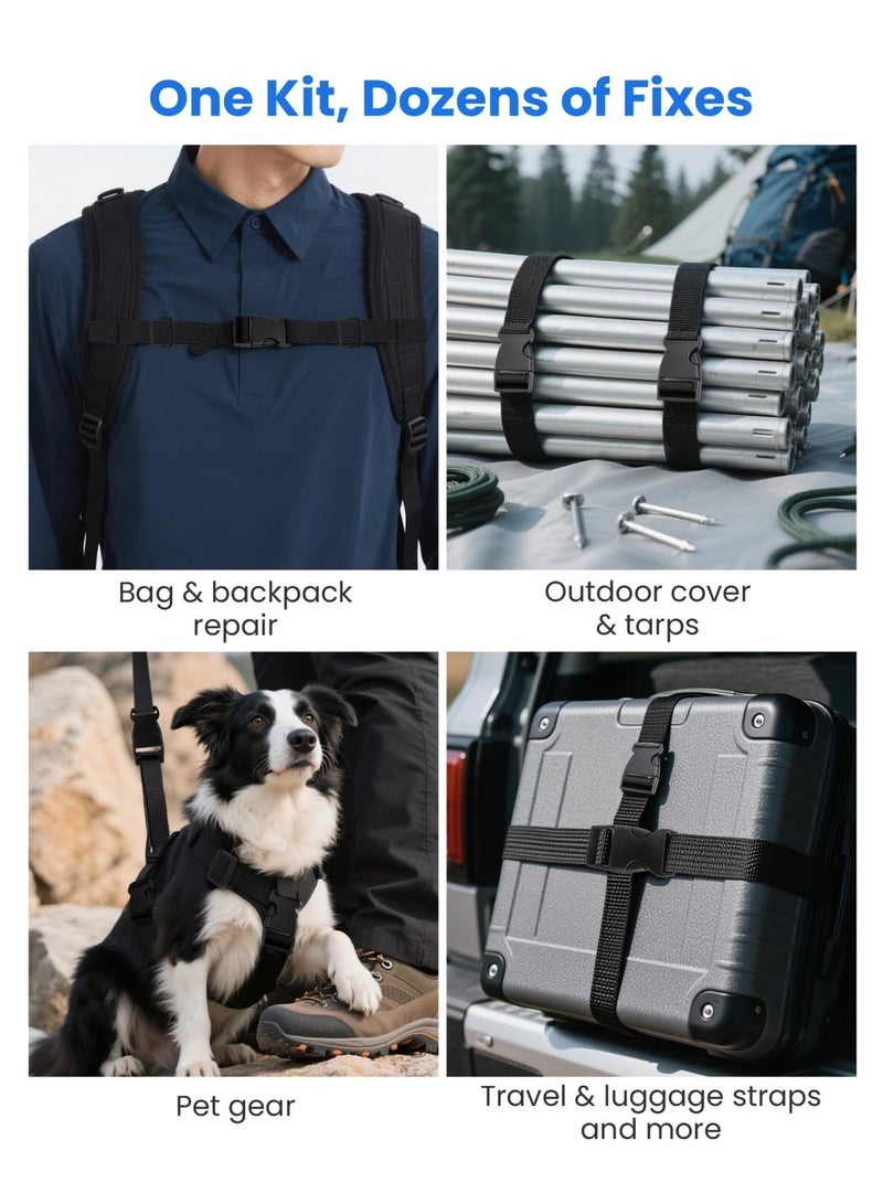 OSHIMA Buckle & Strap Kit, 6 Yards 1 Inch Wide Polyester Webbing Stronger Than Nylon 6 Heavy Duty Adjustable Quick Side Release Plastic Buckles & 12 Triglide Clips, Reusable Adjustable Extender Straps - Image 5
